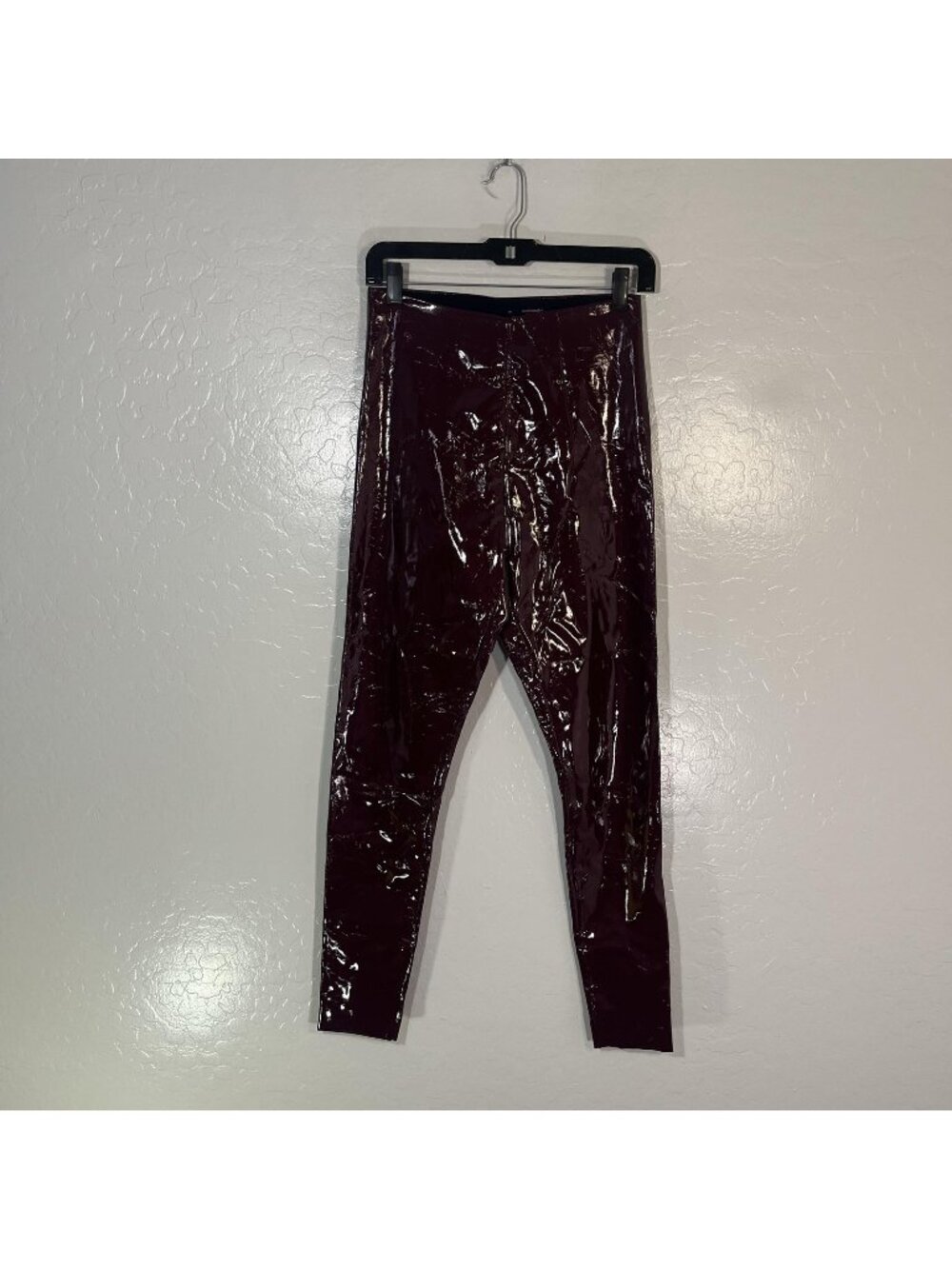 Commando Leggings Womens M Red Faux Patent Leather High Rise Ankle Pull On Pants